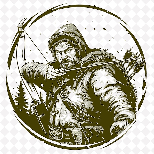 PSD png mongołski wojownik z złożonym łukiem uśmiech rysujący łuk średniowieczny wojownik kształt postaci