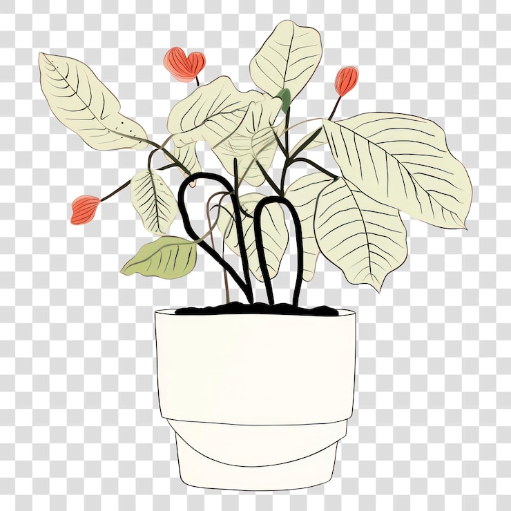 PSD png monstella plant cartoon tekenblad