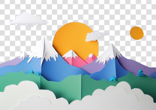 Оригами на бумаге PNG Mountian