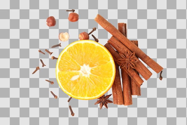 PNG Mulled wine przyprawy do napojów wyizolowane na białym tle