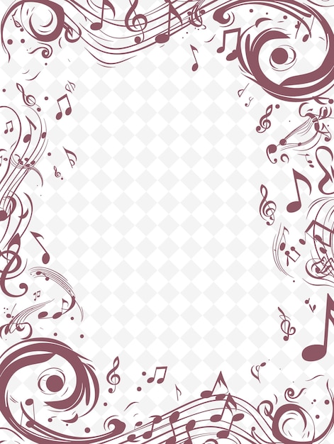 PSD png music themed frame art with musical notes and instruments de illustration frame art decorative