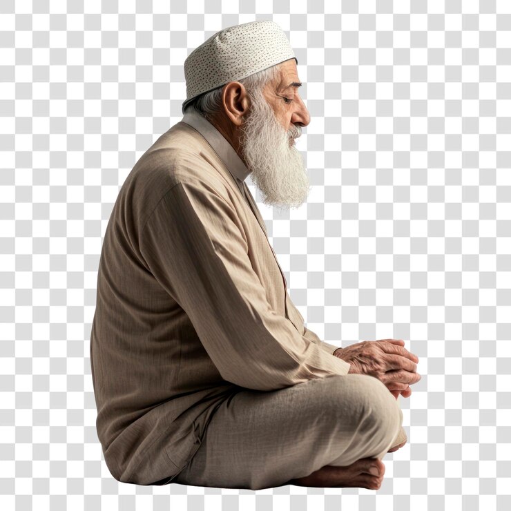 PSD png muslim old ma praying background sitting person