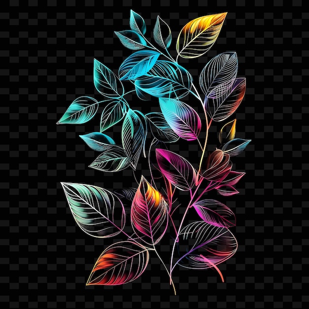 PSD Наклейка png natural tape с изображениями листьев и цветов organi creative neon y2k shape decorativec