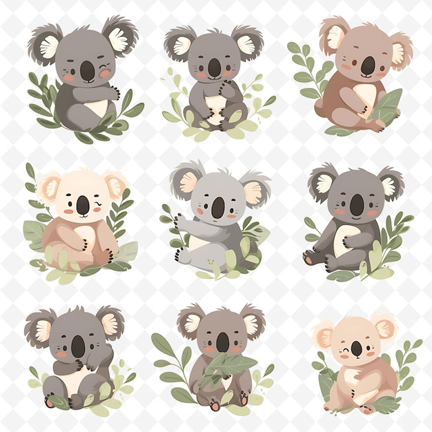 Png nature collage frames clean background designs with animal flower and line art elements