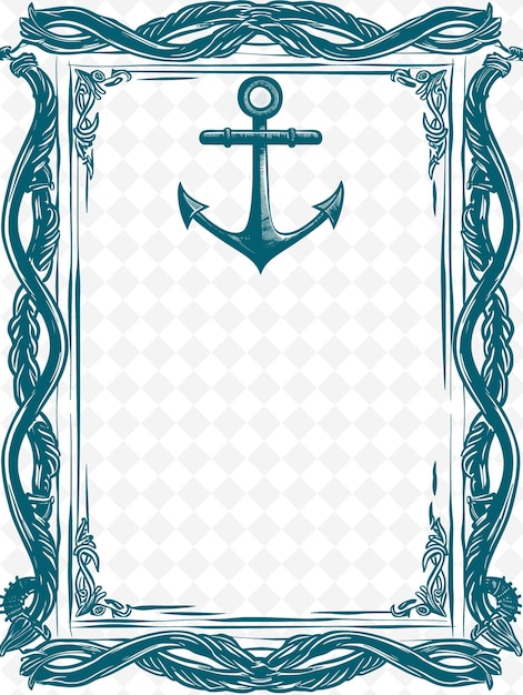 PSD png nautical frame art with anchor and rope decorations border f illustration frame art decorative