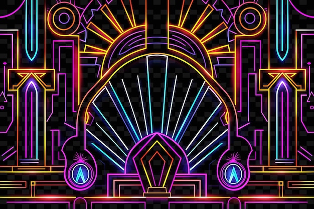 Png neon art deco tape decal met art deco ontwerpen en neon col creatief neon y2k vorm decorativeo