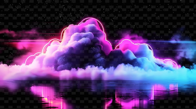 PSD png neon cloud tape decal met wolkenontwerpen en neonkleuren cl creative neon y2k shape decorativeo