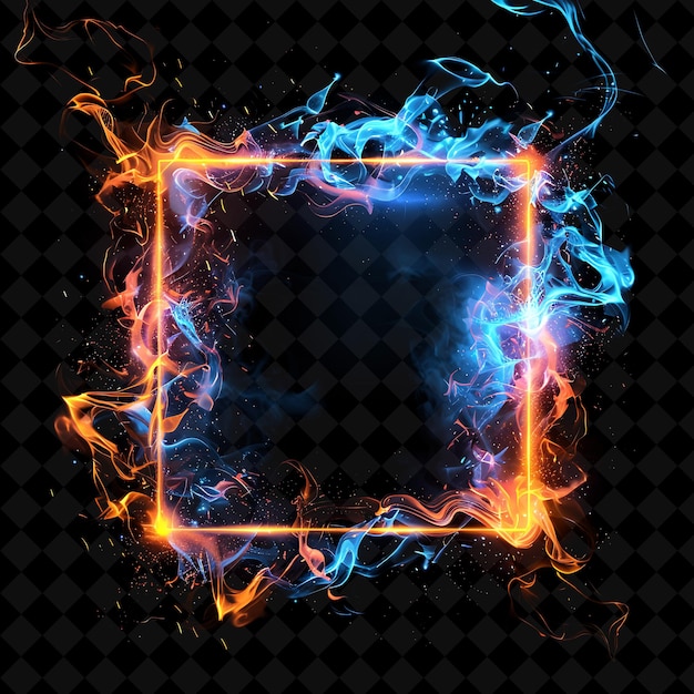 PSD png neon frames and arcane designs create eyecatching digital art with glowing style