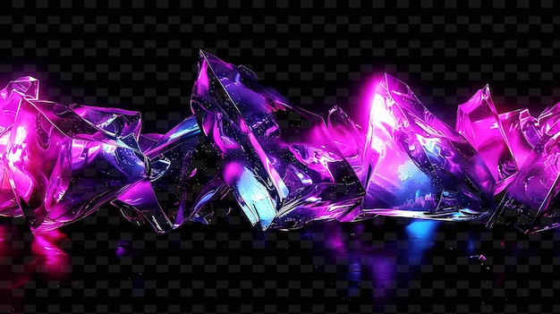PSD png neon ice tape decal met ijskristalontwerpen en neon kleur creatieve neon y2k vorm decoratie