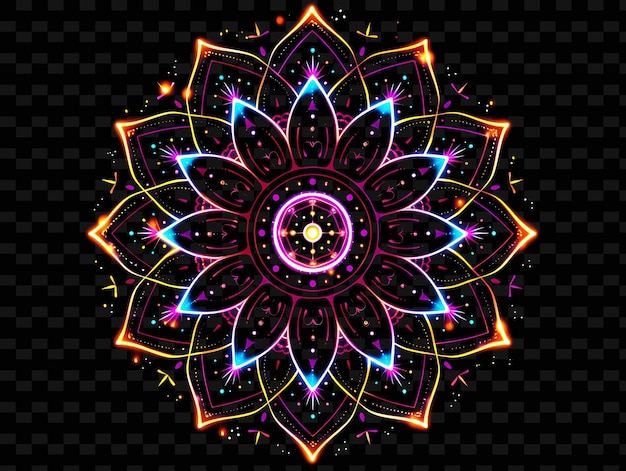 PSD png neon kaleidoscope tape decal с калейдоскопическими узорами креативная неоновая форма y2k декоративная