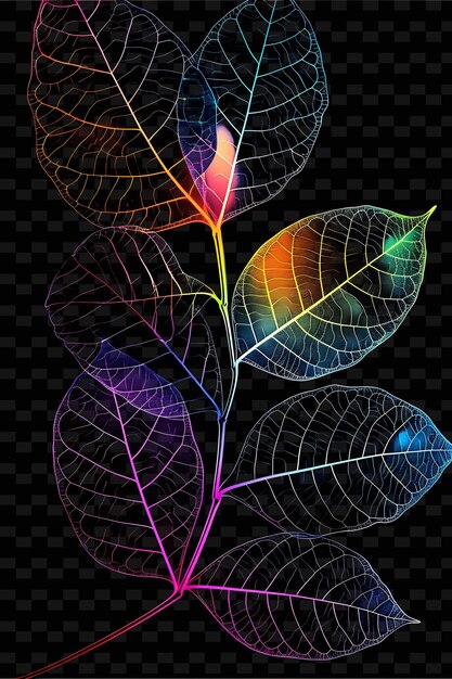 PSD png neon leaf tape decal with leaf designs and neon colors leaf creative neon y2k shape decorative