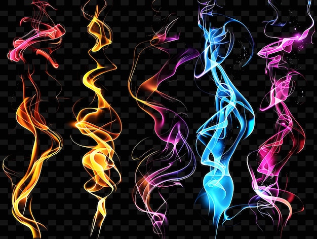 PSD png neon smoke tape decal с дымовыми рисунками и неоновыми цветами sm creative neon y2k shape decorativeo