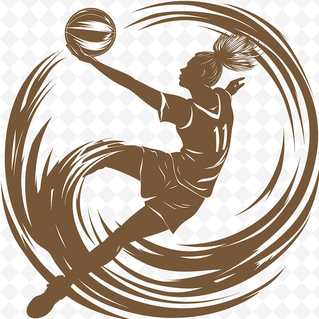 png netball ball with dynamic design showcasing a netball player outline art creative designs