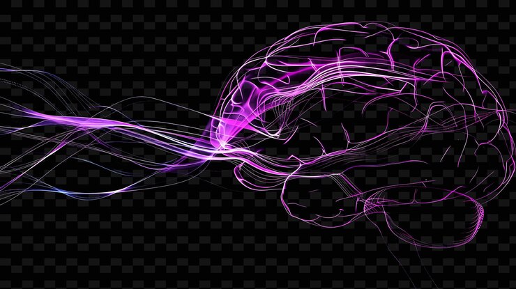 PSD png neural tape decal with brain waves and neural networks curv creative neon y2k shape decorativee