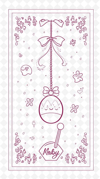 PSD png new baby postcard design met sweet frame style design decor outline arts scribble decorative