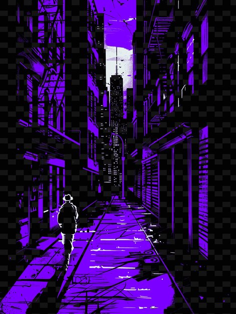 Png new york city con noir street scene e crime scene detecti illustrazione scene art decor della città