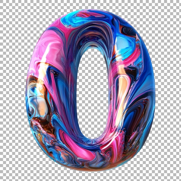 Png Number 0 in Trippy Style Isolated Against a Transparent Background for Psychedelic Designs Bold Branding or Unique Typography Applications