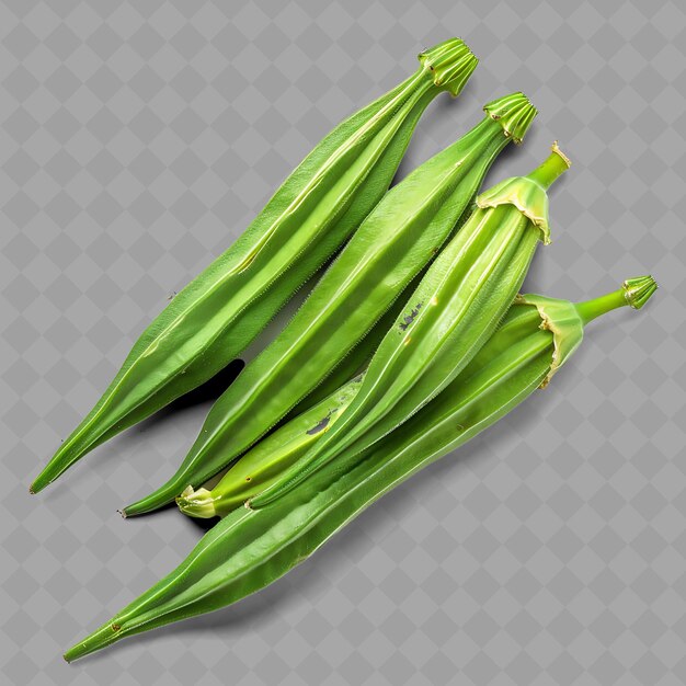 Png okra фруктовые овощи удлиненные стручки, характеризующиеся своими жирными изолированными свежими овощами