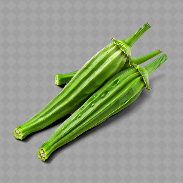 PSD png okra fruit vegetable elongated pods characterized by its gre isolated fresh vegetables