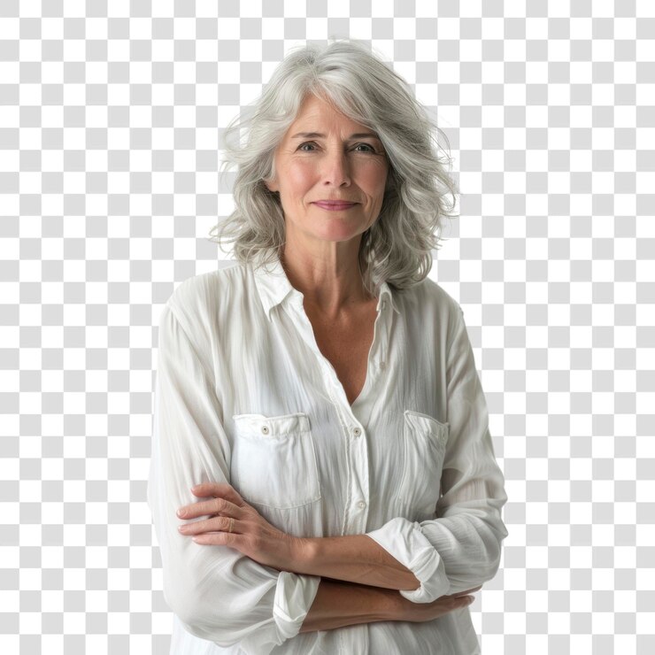 PSD png old woman portrait photo hair