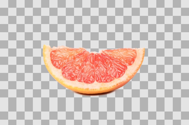 PSD png one slice of ripe grapefruit isolated on white background