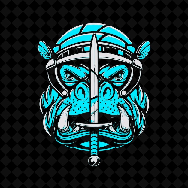 PSD png ontevreden nijlpaard gezicht met een gladiator helm en sw animal mascot outline collections