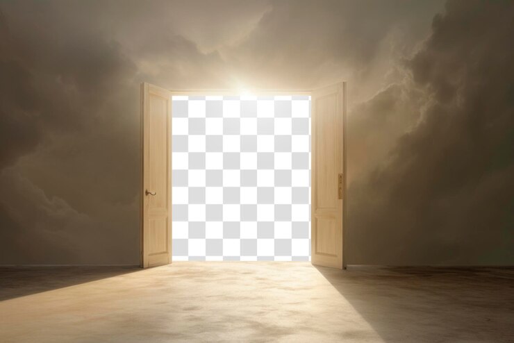 PSD png open door mockup transparent design