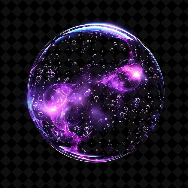 PSD Органический светящийся туманный пузырь с космическими узорами и фиолетовым модным неоновым цветом y2k