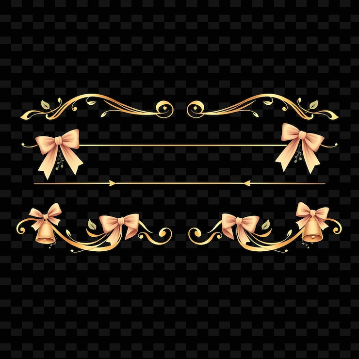 PSD png ornate bows mistletoe bells soft gold and pale blush regency e illustration deviders designl (иллюстрация дизайнера дизайнера)