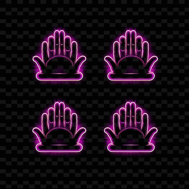 PSD png palms up together icon emoji with prayer supplication and re neon lines y2k shape eye catching