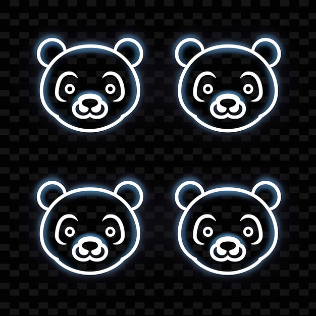 Png panda face icon emoji met schattige schattige en knuffelige expressi neon lines y2k shape eye catching