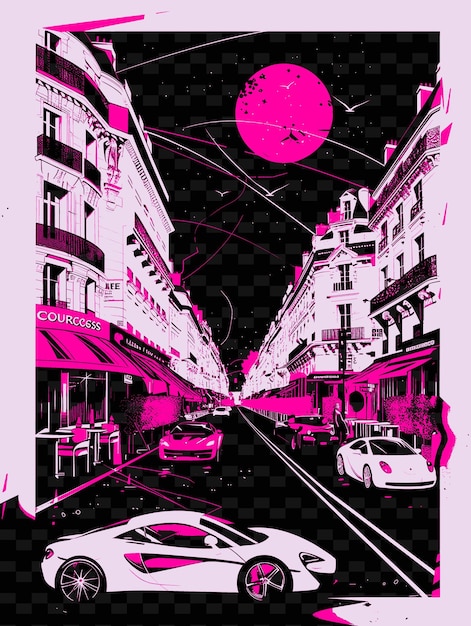 PSD Парижский бульвар с шикарной уличной сценой и хаусманнианской иллюстрацией