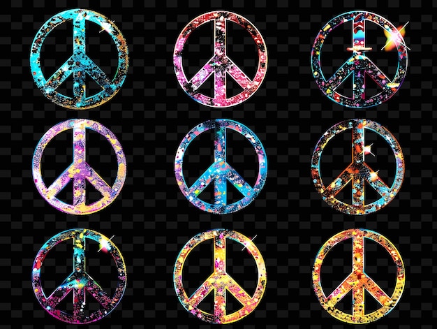 PSD png peace shaped decal с эмблемами символов мира и с g creative neon y2k shape decorativel