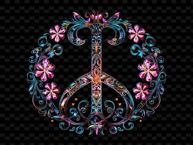 Png peace shaped decal with emblems of peace symbols and with g creative neon y2k shape decorativel