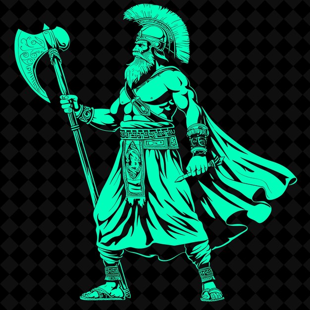 Png perzische krijger met een sagaris strijdbijl met een trotse vorm van een voormalige middeleeuwse krijger