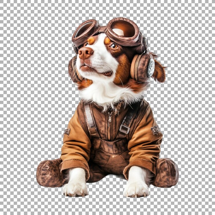 PSD png pilot dog on transparent background ai generated