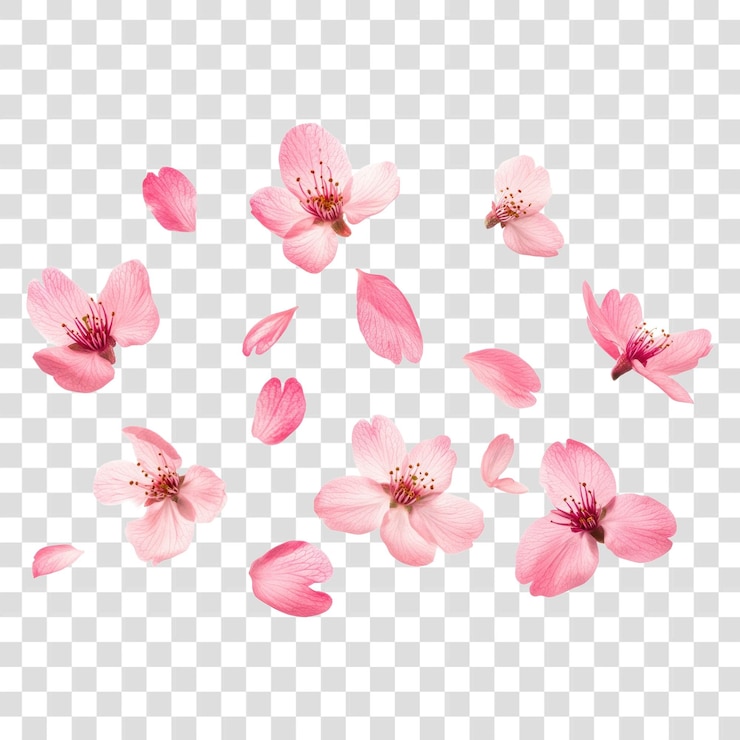 PSD png 분홍색 <unk>꽃 잎자루 떠다니는 꽃 섬세한 꽃