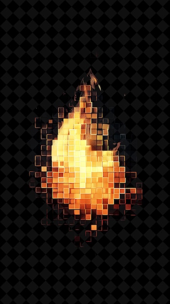 PSD png pixelated fire с блочными и цифровыми цветами, выдающими r neon texture effect y2k collection