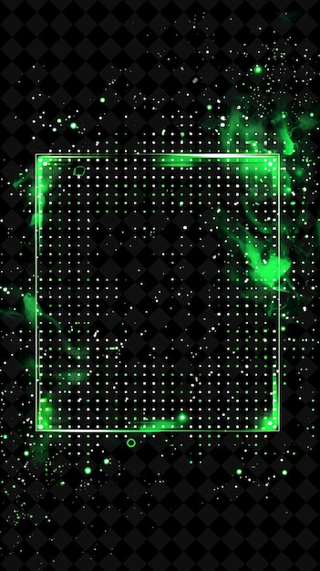 png pixelated matrix frame with nem symbol retro computer graphi y2k neon shape on dark background