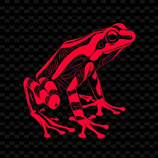 PSD png poison dart frog met bananenbladvenen en vereenvoudigde ontwerpontwerp dieren en tropische bladeren