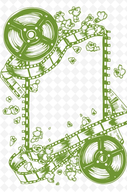PSD 영화 티켓 스과 팝콘 장식 일러스트레이션 프레임 아트 장식