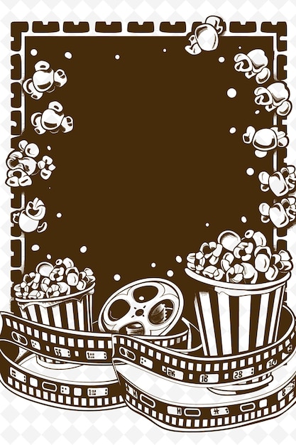 Png Pop Culture Frame Art Z Biletem Do Filmu Stub I Popcorn Decoration Ilustracja Frame Art Dekoracyjny