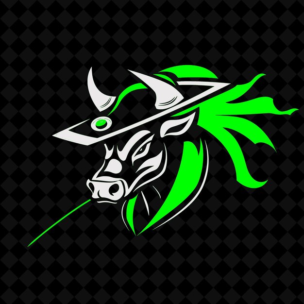 PSD png powerful bull with a matadors hat and cape designed with a b outline vector of animal mascot