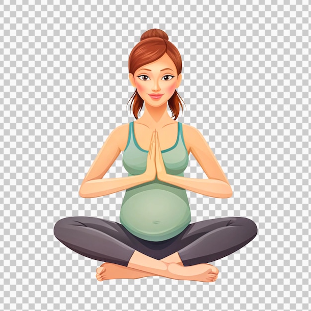 PNG Pregnant Woman Doing Yoga Isolated on Transparent Background