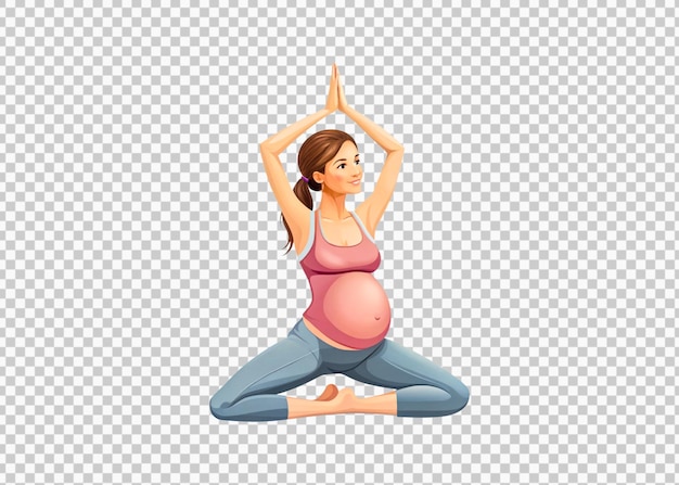 PNG Pregnant Woman Doing Yoga Isolated on Transparent Background