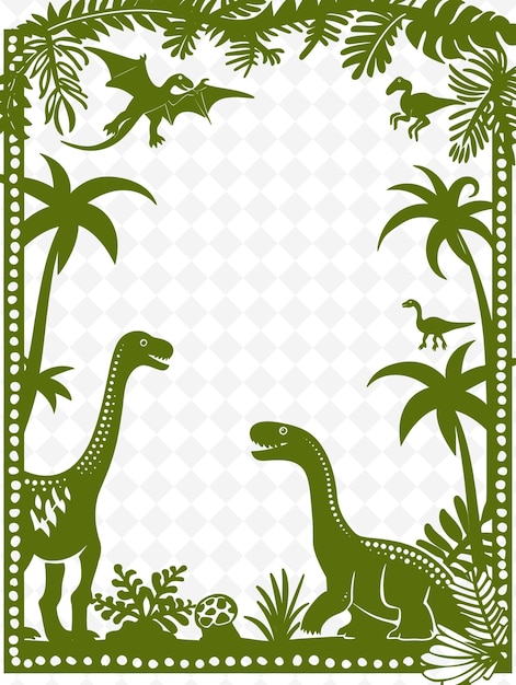 Png prehistorische frame art met dinosaur en fossil decoraties b illustratie frame art decoratief