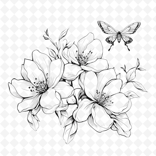 PSD png premium aquarel bloemstempels kunstzinnige ontwerpen voor creatieve projecten clipart en tattoo