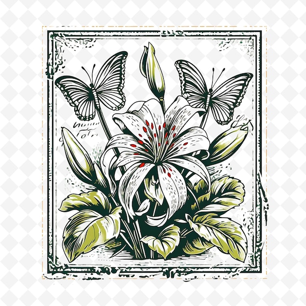 PSD png premium watercolor flower stamps artistic designs for creative projects clipart and tattoo