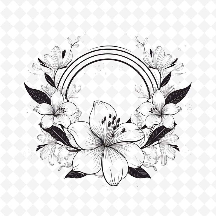 PSD png premium watercolor flower stamps artistic designs for creative projects clipart and tattoo