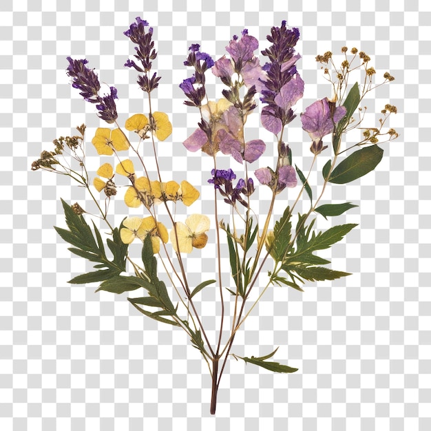 png pressed bouquet flowers herbarium herbs